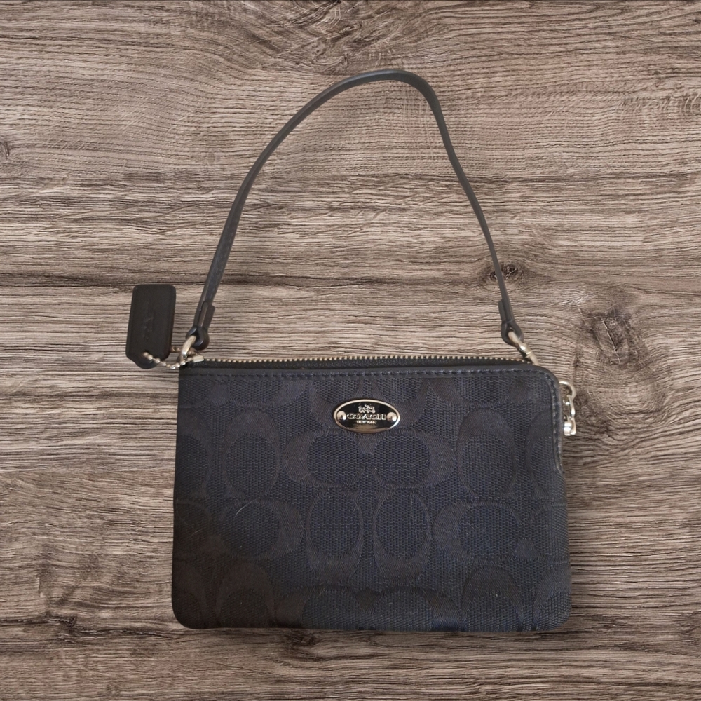 Coach Signature Black Wristlet - Picture 1 of 7